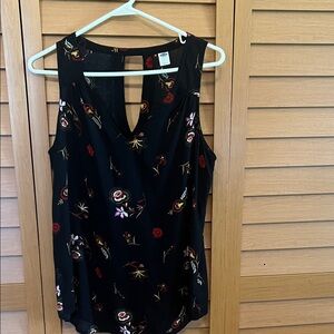 Old Navy Black Floral Sleeveless Blouse